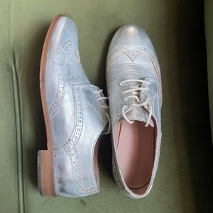 Silver Italian Leather Oxfords